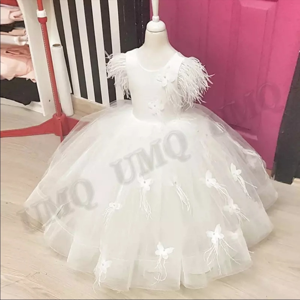 White flower girl dress